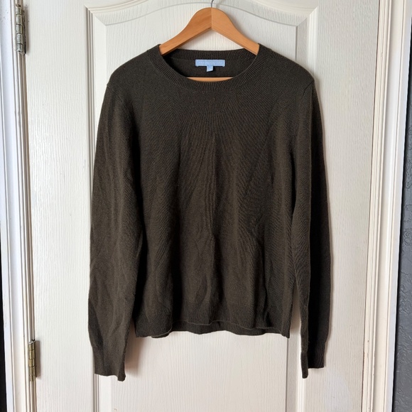 Antonio Melani 100% Cashmere Basic Crew Neck Sweater Olive Green Top, L - Picture 11 of 11